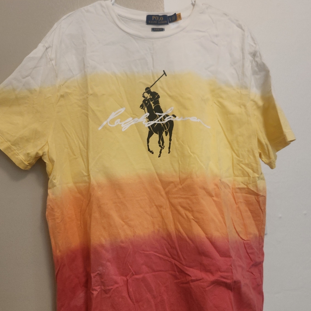 Ralph Lauren Yellow and Red Gradient Short Sleeve Tee